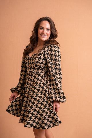Own the Evening Houndstooth Dress