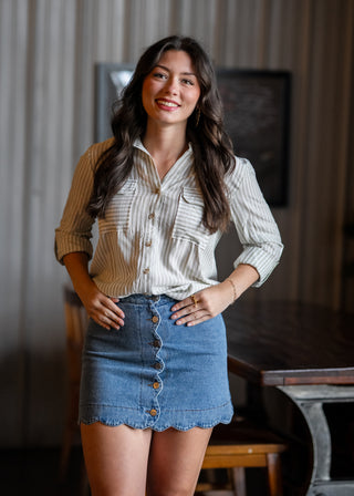 Denim Scalloped Skirt