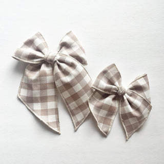 Neutral Gingham Bow