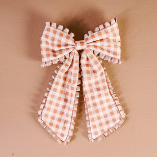 Fancy Frills Hair Bow-Maple Gingham