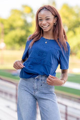 Navy Embossed Illinois T Shirt