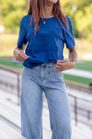 Navy Embossed Illinois T Shirt