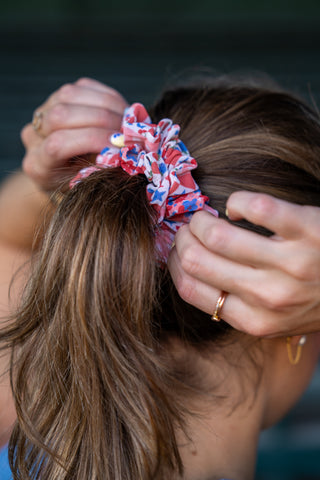 Red White & Blooms Scrunchie