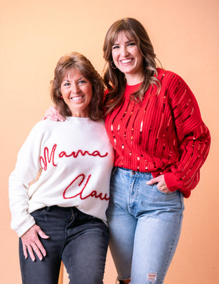 Sequins and Stripes Red Sweater