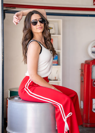 Racing Stripes Red Track Pants