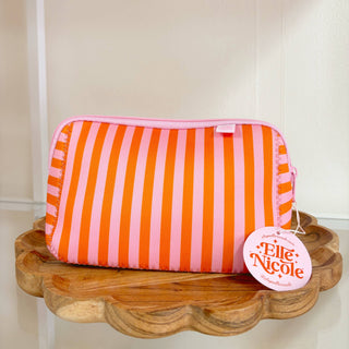 Cosmetic Bag - Pink & Orange Stripes