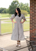 Classic Contrast Striped Midi Dress