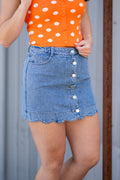Denim Scalloped Skirt