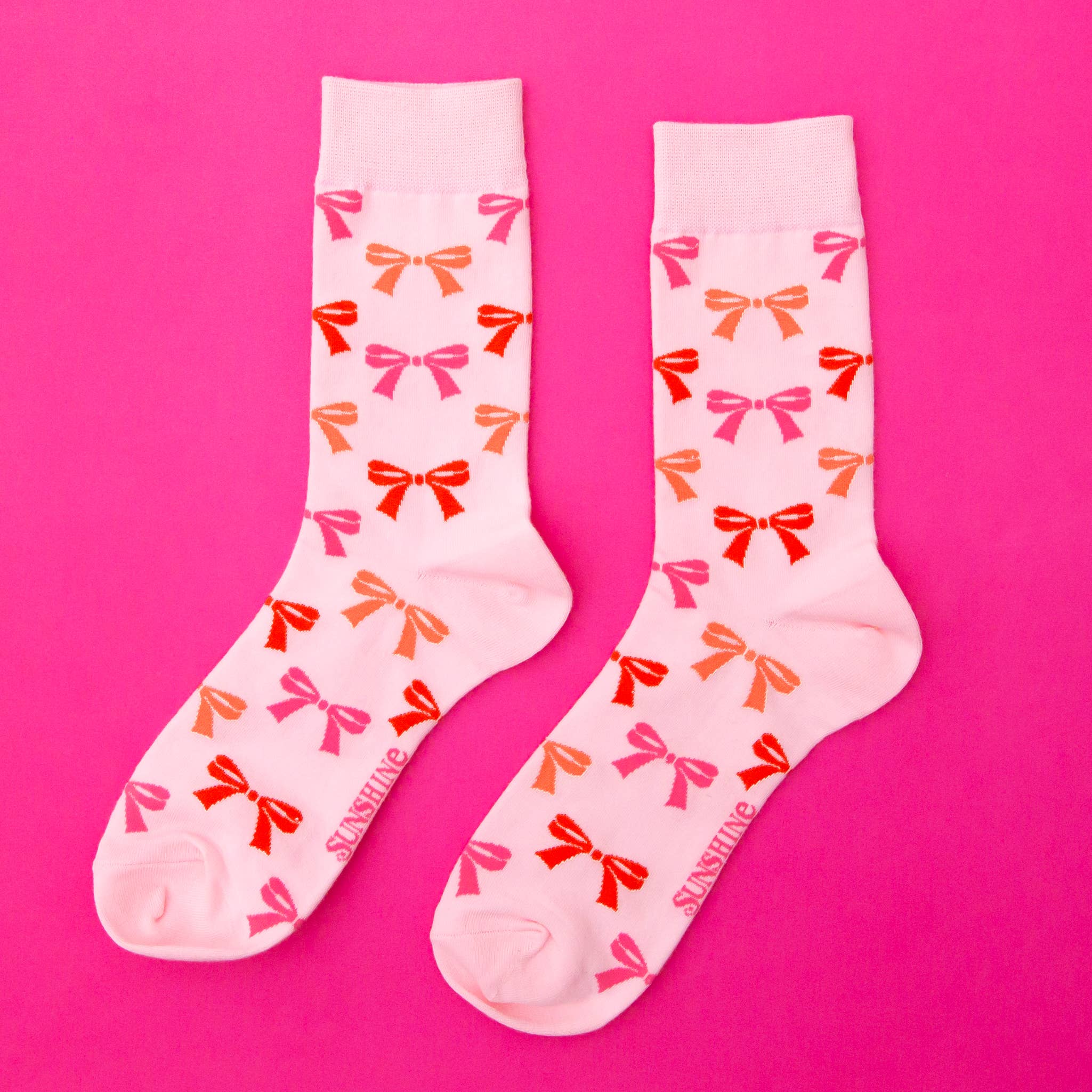 Pink Bow Crew Socks