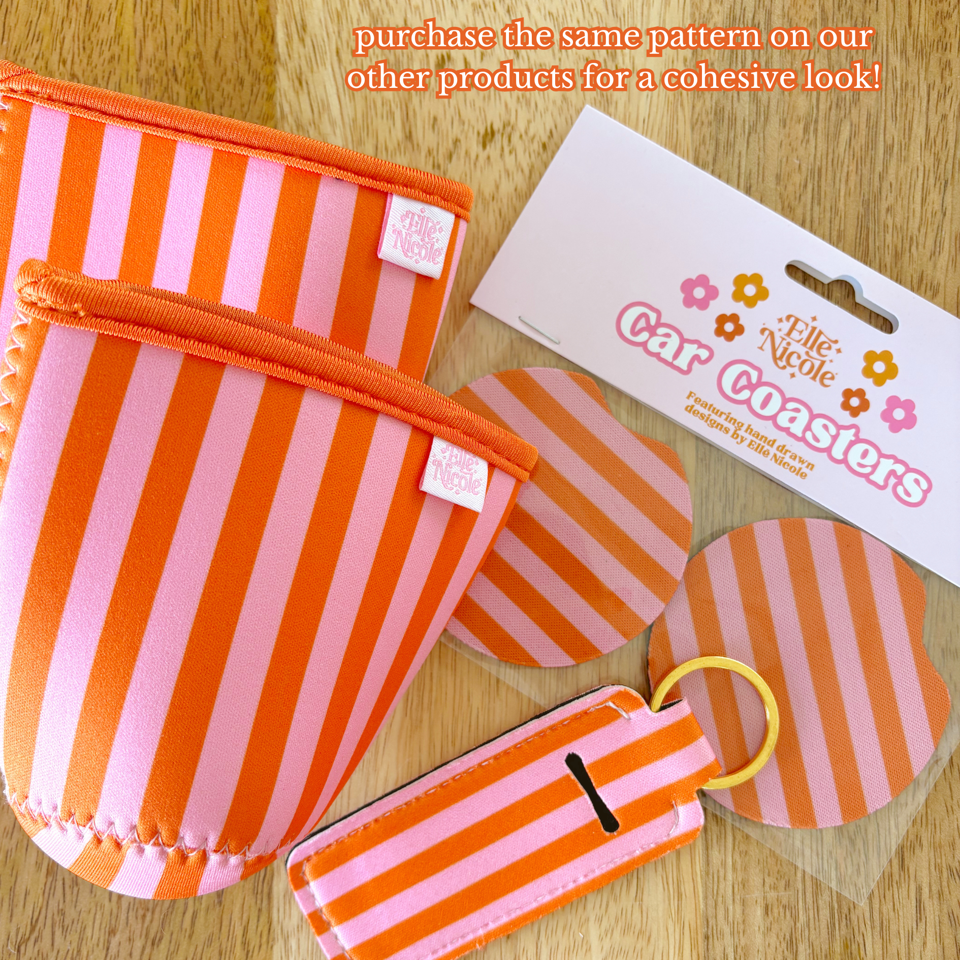 Pink & Blue Striped Drink Sleeve