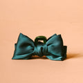 Mini Satin Bow Claw Clip-Green