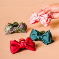 Mini Satin Bow Claw Clip-Green