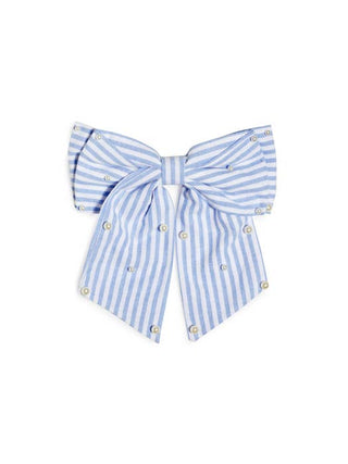 PEARLS AND STRIPES BOW CLIP
