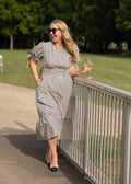 Classic Contrast Striped Midi Dress