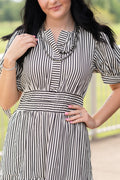 Classic Contrast Striped Midi Dress