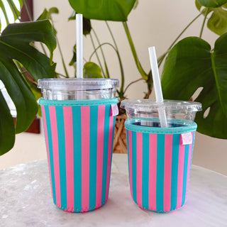 Pink & Blue Striped Drink Sleeve