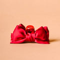 Mini Satin Bow Claw Clip-Red