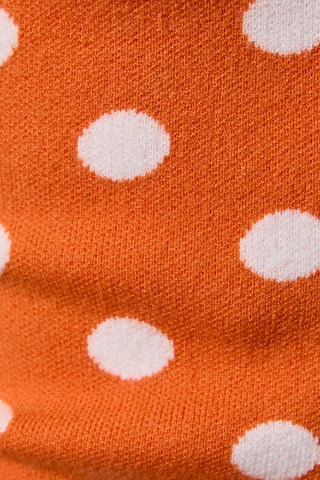 ORANGE HALTER POLKA DOT KNIT TOP