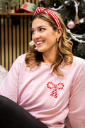Candy Cane Embroidered Crewneck