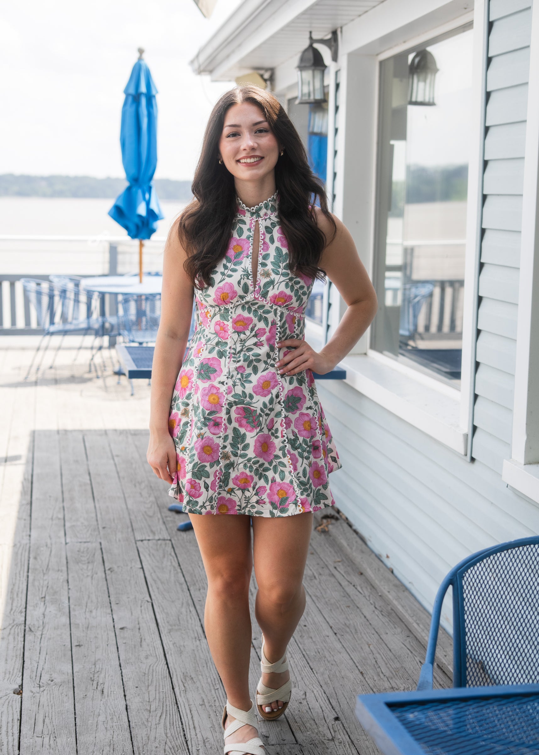 Floral Open Back Mini Dress