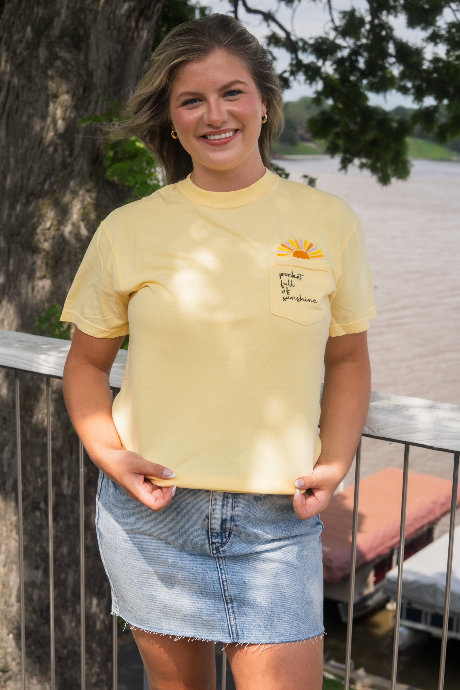 Pocket Full Of Sunshine Embroidered Tee