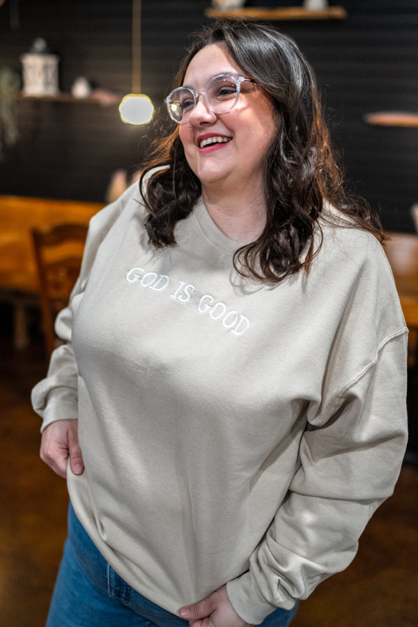 God is Good Embroidered Crewneck