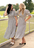 Classic Contrast Striped Midi Dress