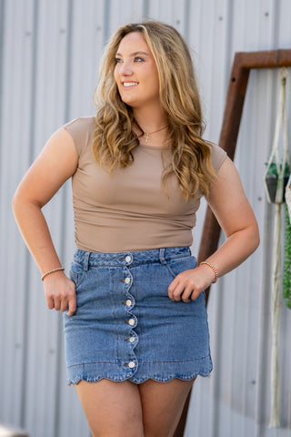 Denim Scalloped Skirt