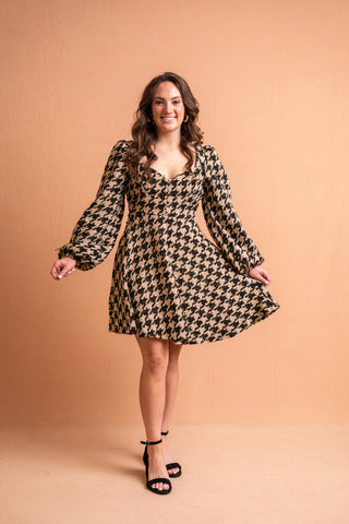 Own the Evening Houndstooth Dress