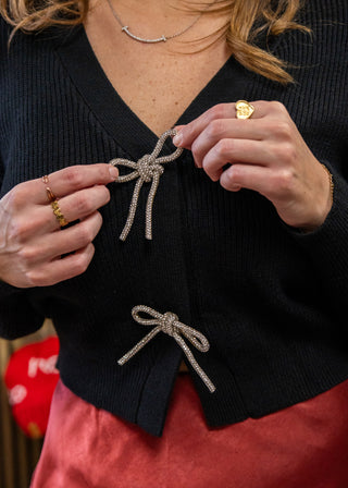 Midnight Mistletoe Bow Cardigan