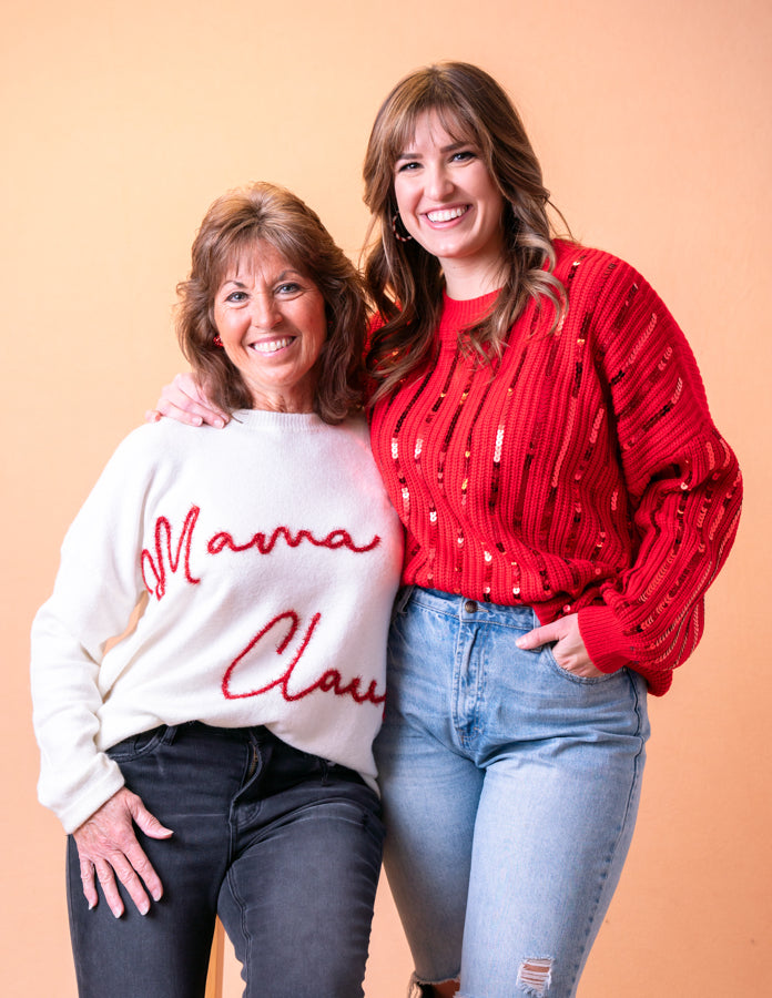 Sequins and Stripes Red Sweater