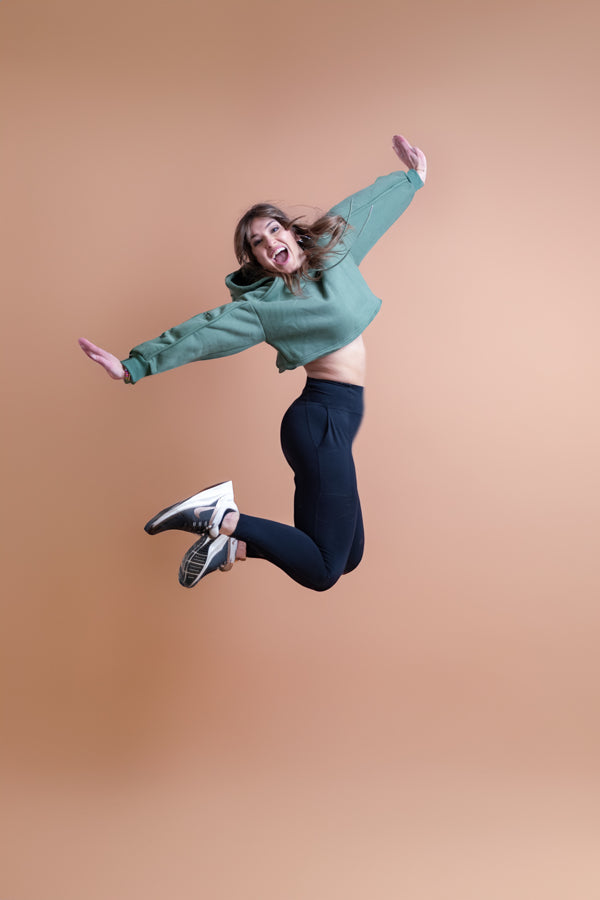 Go Get Em Green Cropped Hoodie