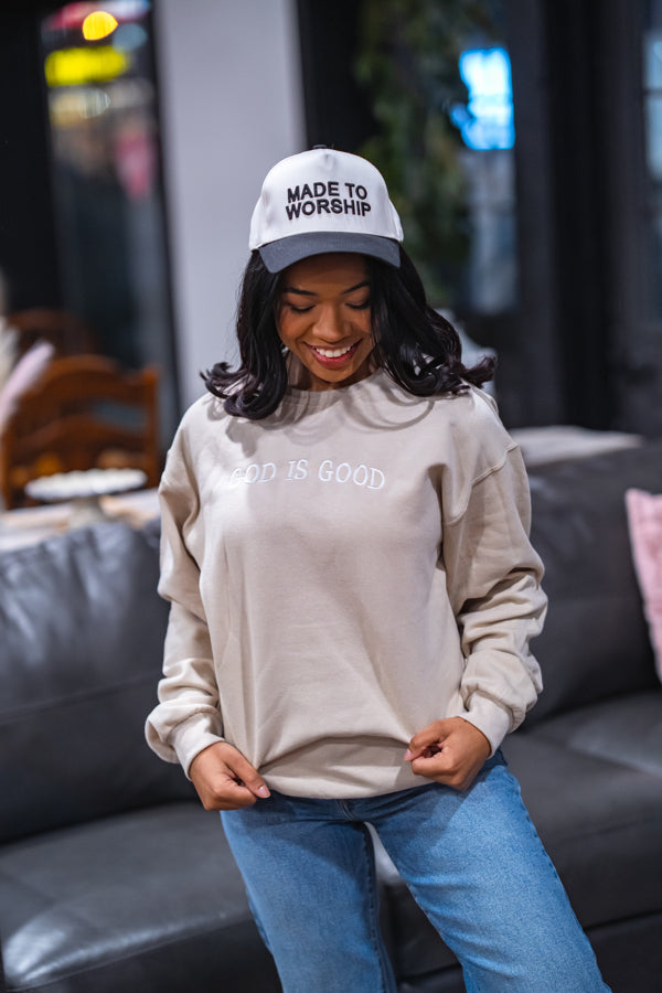 God is Good Embroidered Crewneck