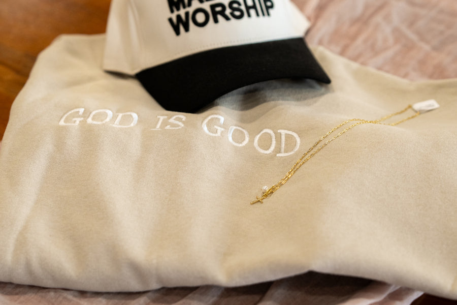 God is Good Embroidered Crewneck