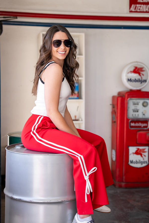 Racing Stripes Red Track Pants