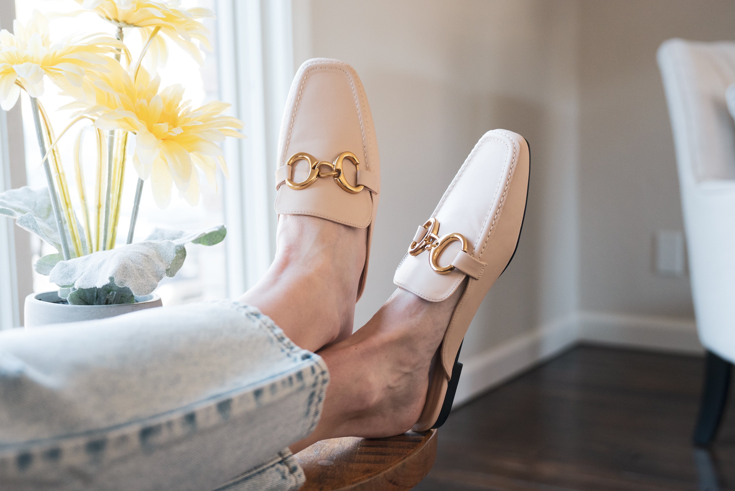 Desk to Drinks Beige Mules