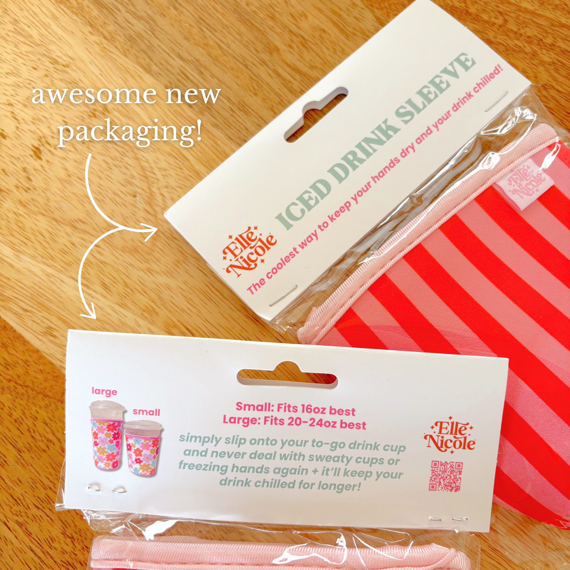 Pink & Blue Striped Drink Sleeve
